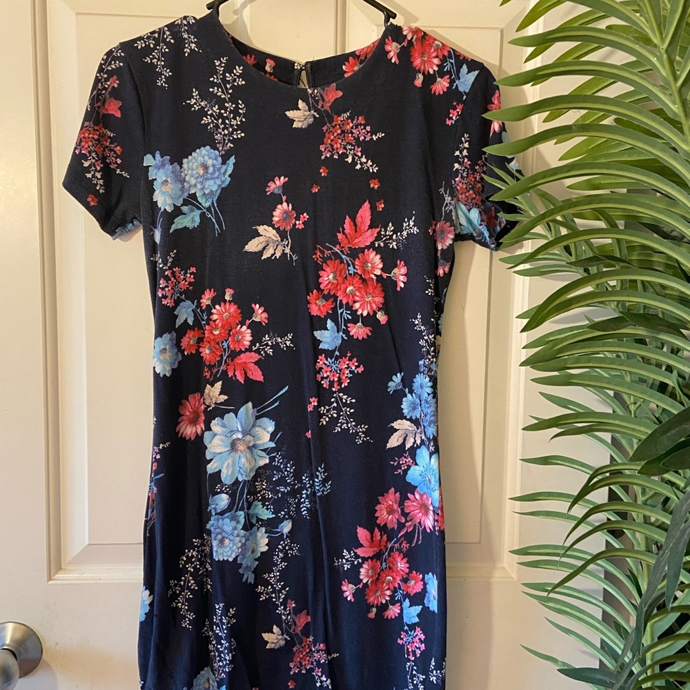 Navy blue floral dress